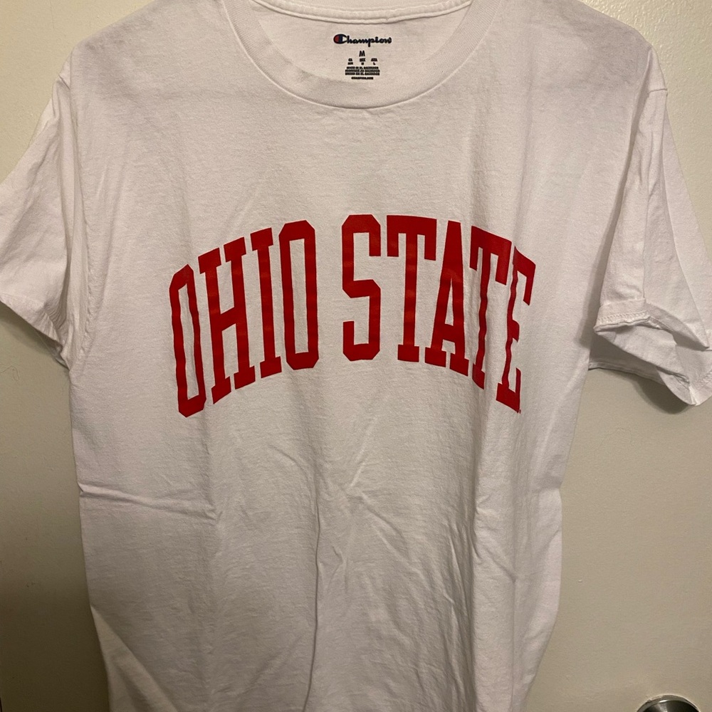 Champion White T‑Shirt with Red "OHIO STATE" Arch Graphic